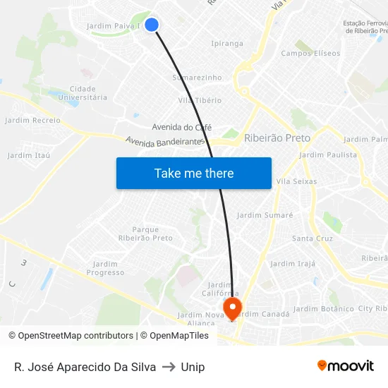 R. José Aparecido Da Silva to Unip map