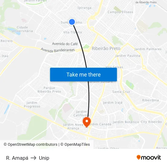 R. Amapá to Unip map