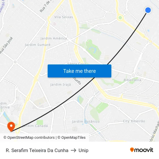 R. Serafim Teixeira Da Cunha to Unip map