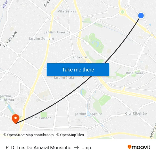 R. D. Luís Do Amaral Mousinho to Unip map