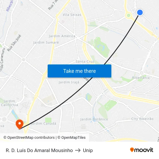 R. D. Luís Do Amaral Mousinho to Unip map