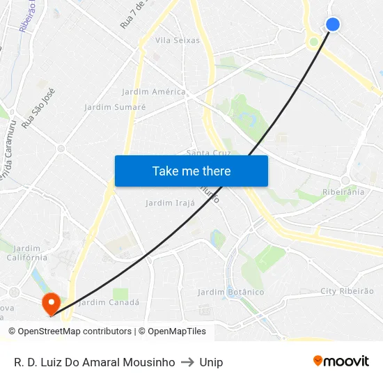 R. D. Luiz Do Amaral Mousinho to Unip map