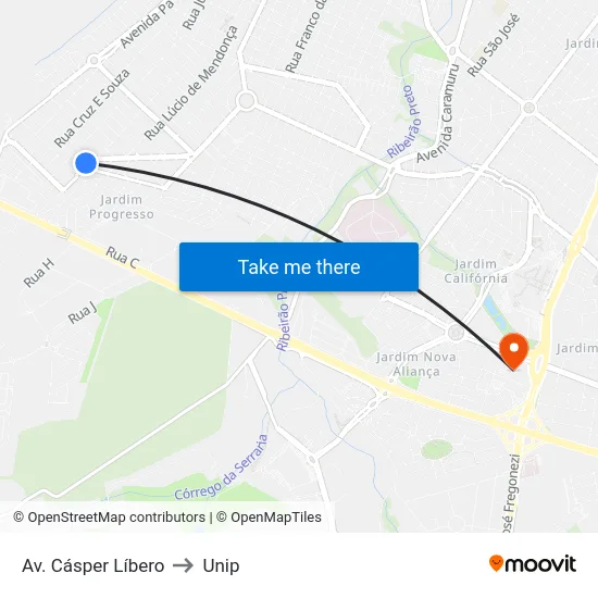 Av. Cásper Líbero to Unip map