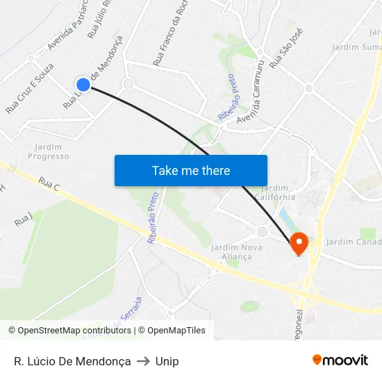 R. Lúcio De Mendonça to Unip map