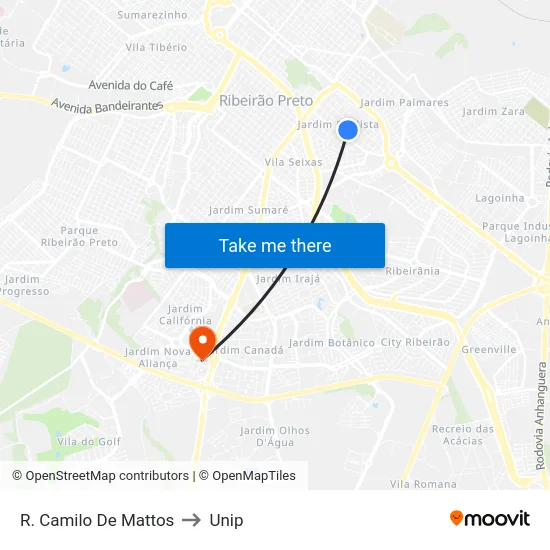 R. Camilo De Mattos to Unip map