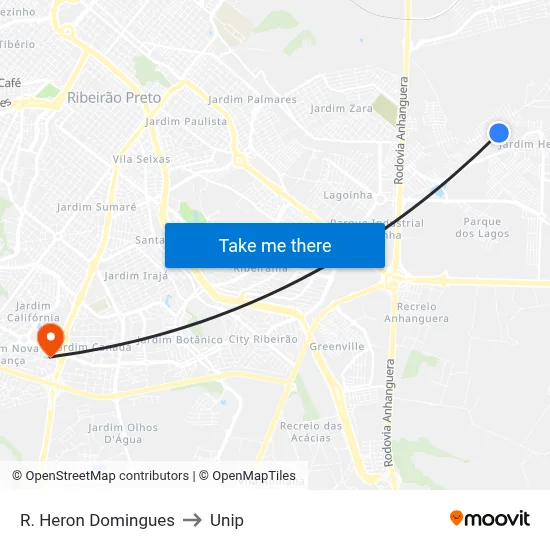 R. Heron Domingues to Unip map