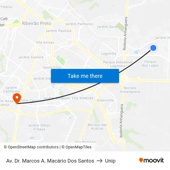 Av. Dr. Marcos A. Macário Dos Santos to Unip map