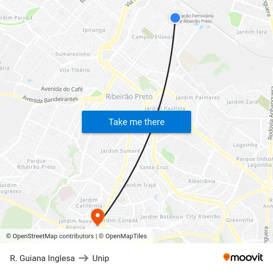 R. Guiana Inglesa to Unip map