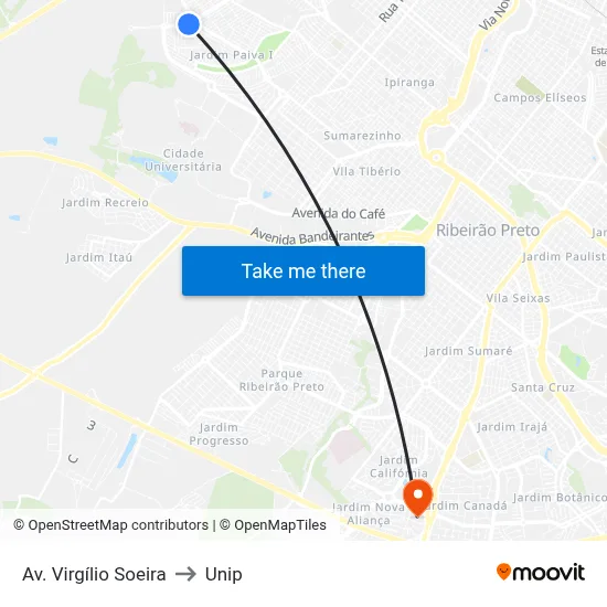 Av. Virgílio Soeira to Unip map