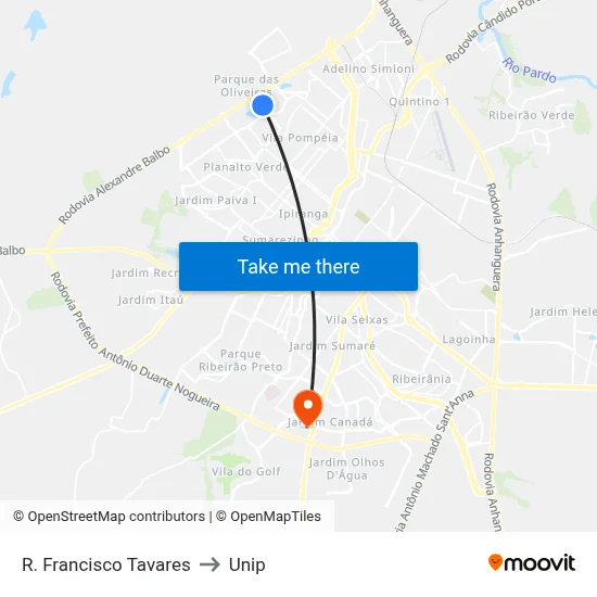 R. Francisco Tavares to Unip map