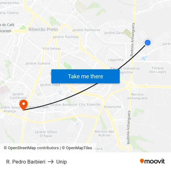R. Pedro Barbieri to Unip map