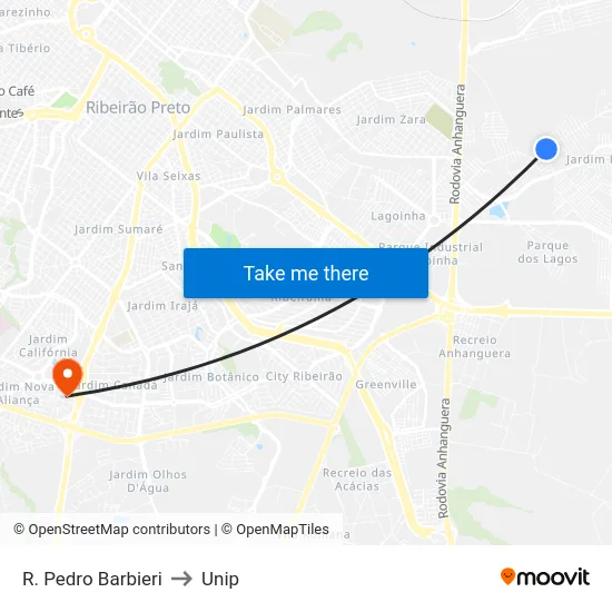 R. Pedro Barbieri to Unip map