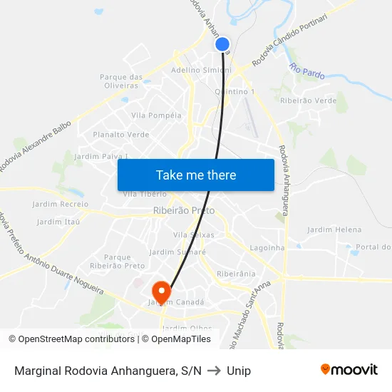 Marginal Rodovia Anhanguera, S/N to Unip map