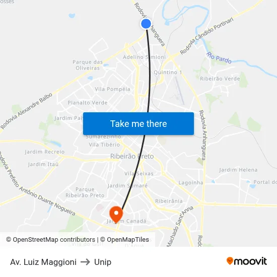 Av. Luiz Maggioni to Unip map