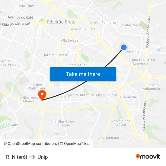 R. Niterói to Unip map