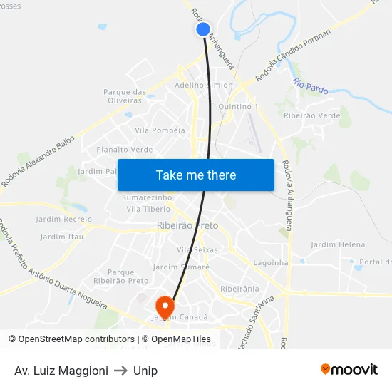 Av. Luiz Maggioni to Unip map