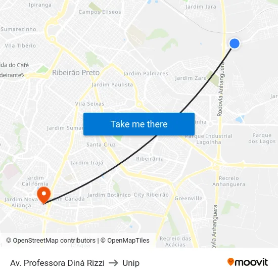 Av. Professora Diná Rizzi to Unip map