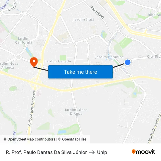 R. Prof. Paulo Dantas Da Silva Júnior to Unip map