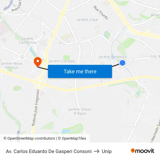 Av. Carlos Eduardo De Gasperi Consoni to Unip map