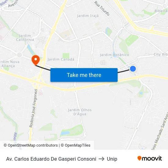 Av. Carlos Eduardo De Gasperi Consoni to Unip map