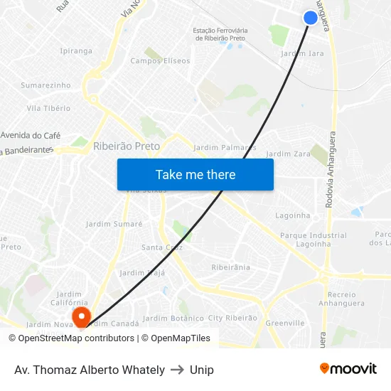 Av. Thomaz Alberto Whately to Unip map