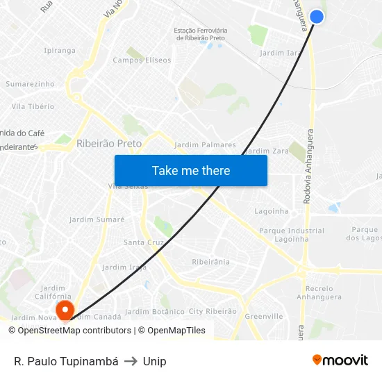 R. Paulo Tupinambá to Unip map