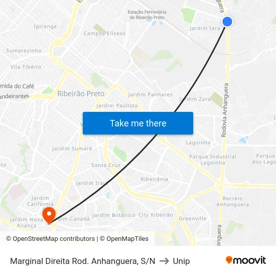 Marginal Direita Rod. Anhanguera, S/N to Unip map