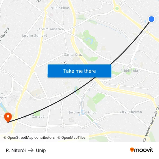 R. Niterói to Unip map
