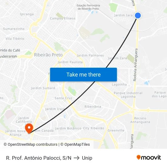R. Prof. Antônio Palocci, S/N to Unip map