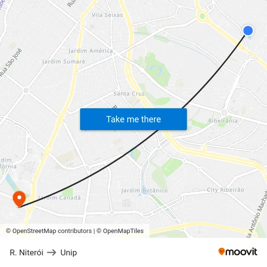 R. Niterói to Unip map