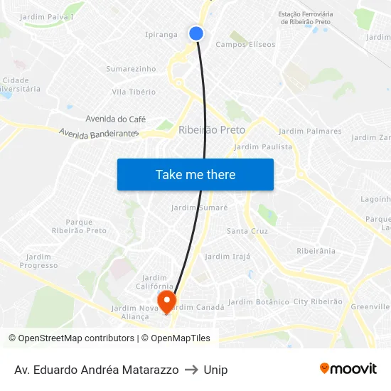 Av. Eduardo Andréa Matarazzo to Unip map