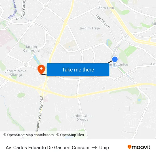 Av. Carlos Eduardo De Gasperi Consoni to Unip map