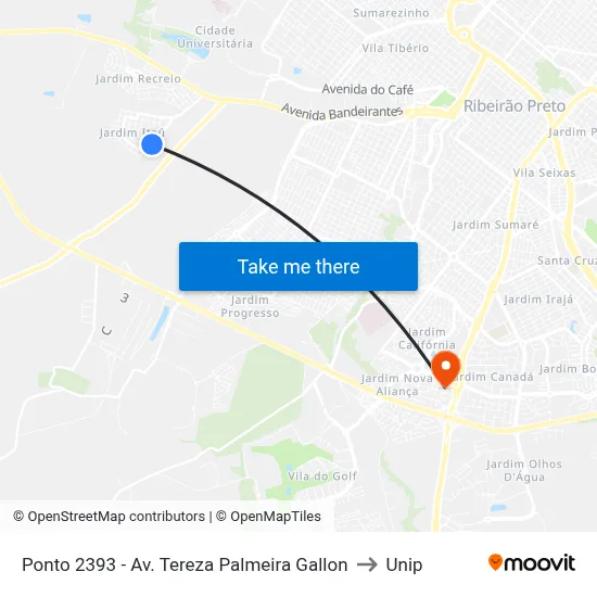 Ponto 2393 - Av. Tereza Palmeira Gallon to Unip map