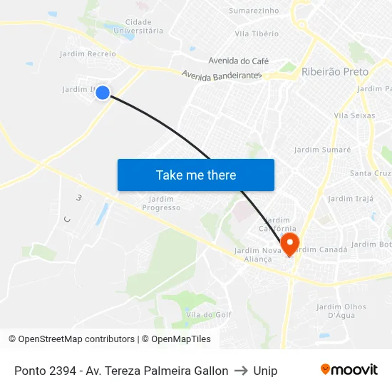 Ponto 2394 - Av. Tereza Palmeira Gallon to Unip map