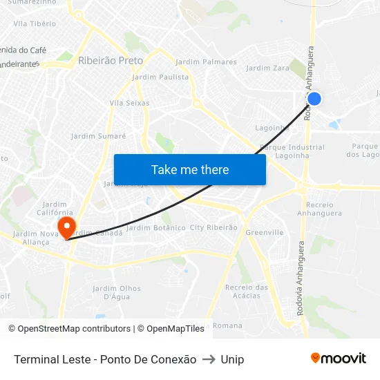 Terminal Leste - Ponto De Conexão to Unip map