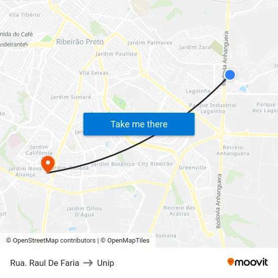 Rua. Raul De Faria to Unip map