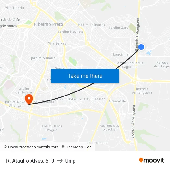 R. Ataulfo Alves, 610 to Unip map