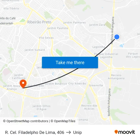 R. Cel. Filadelpho De Lima, 406 to Unip map