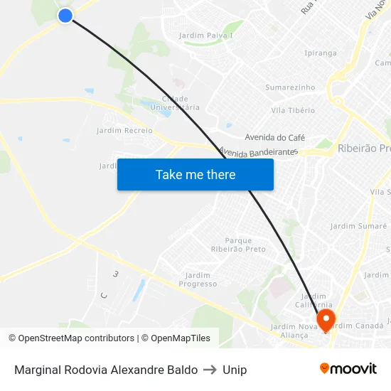 Marginal Rodovia Alexandre Baldo to Unip map