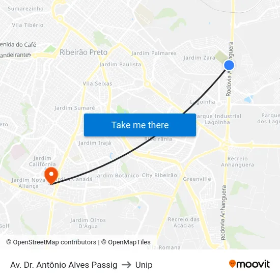 Av. Dr. Antônio Alves Passig to Unip map