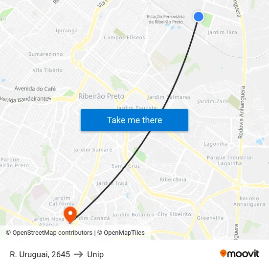 R. Uruguai, 2645 to Unip map