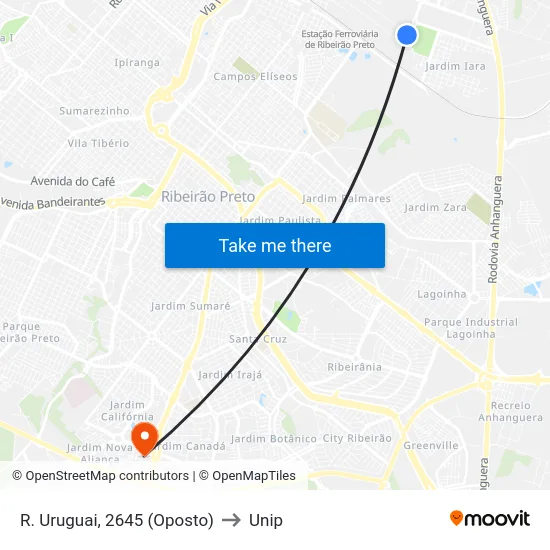 R. Uruguai, 2645 (Oposto) to Unip map