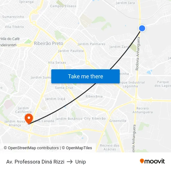 Av. Professora Diná Rizzi to Unip map