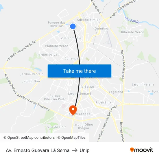 Av. Ernesto Guevara Lã Serna to Unip map