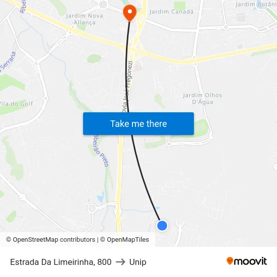 Estrada Da Limeirinha, 800 to Unip map