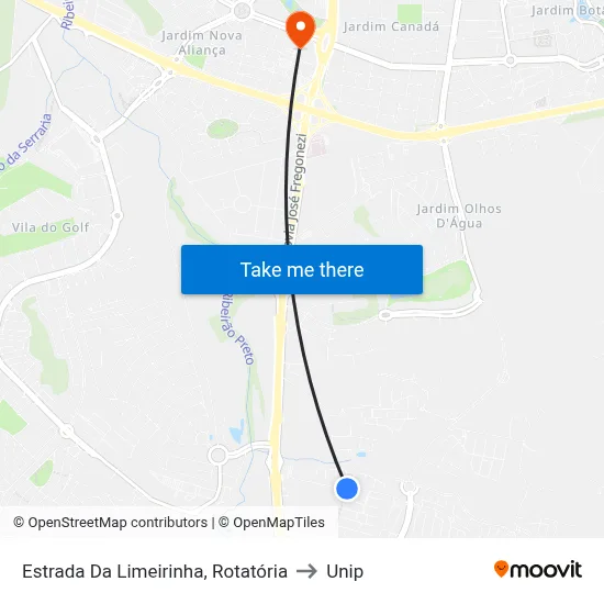 Estrada Da Limeirinha, Rotatória to Unip map