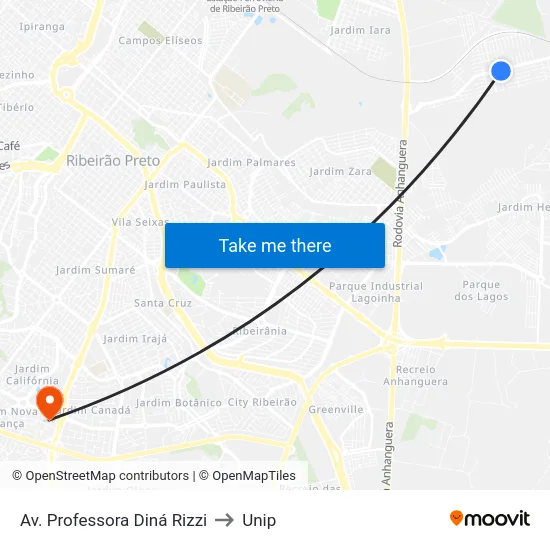 Av. Professora Diná Rizzi to Unip map