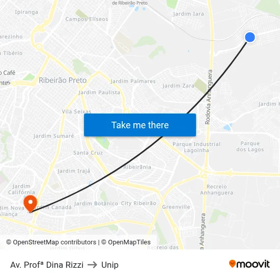Av. Profª Dina Rizzi to Unip map