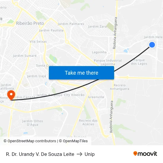 R. Dr. Urandy V. De Souza Leite to Unip map