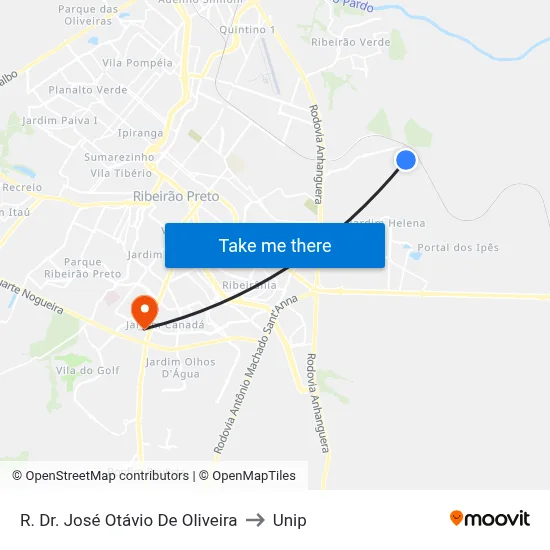 R. Dr. José Otávio De Oliveira to Unip map